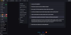 Capture de la FAQ officielle Amonbet sur l