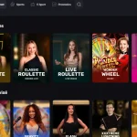 Capture du lobby Live Casino Amonbet avec catégories de jeux en direct